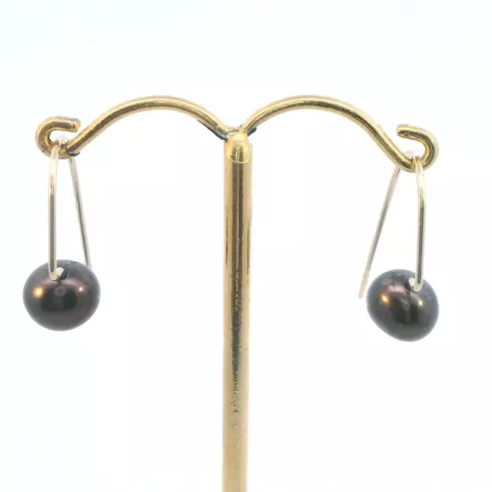 9ct Yellow Gold Dyed Freshwater Pearl Drop Earrings