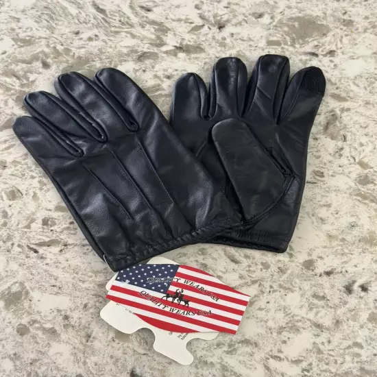 Leather Unlined Police Gloves Unisex - Men chauffeur Driving Gloves Black