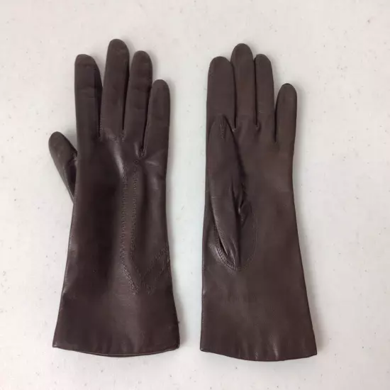 Brown Leather Driving Gloves Lined Womens 7.5