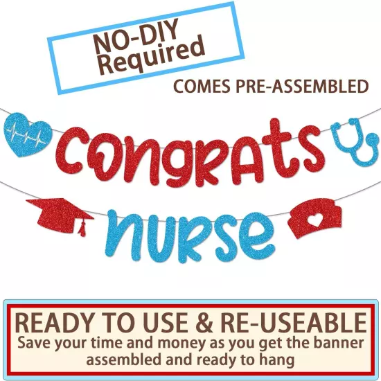 Nurse Graduation Decorations Banner Hanging Swirls NO-DIY Nursing School Grad...