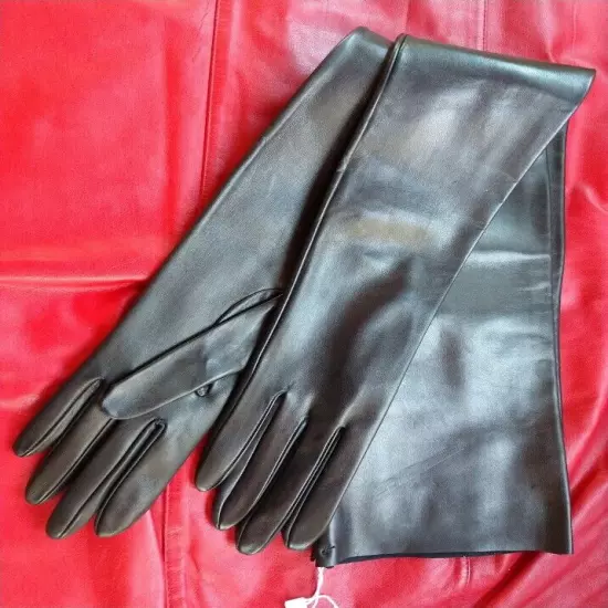 Size 9 ULTRA LONG R.C.E. UNLINED KID LEATHER GLOVES ITALY FORMAL EVENING BOUDOIR