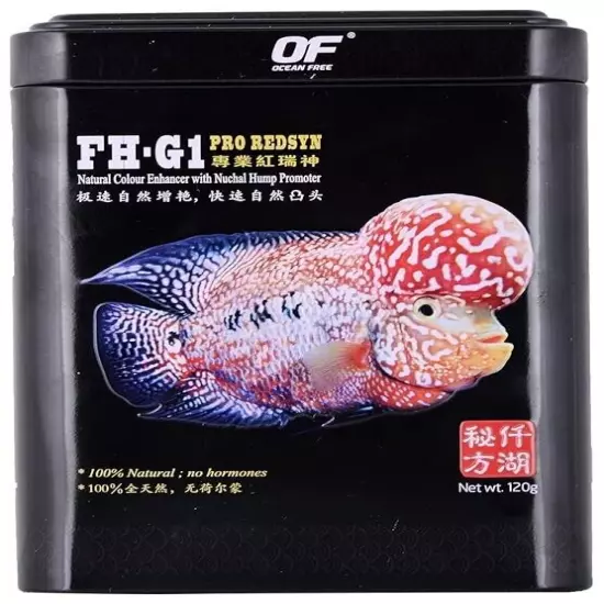 Ocean Free of Fh-G1 Pro Redsyn Flower Horn Younng Adult Fish Food Pellets, 120G