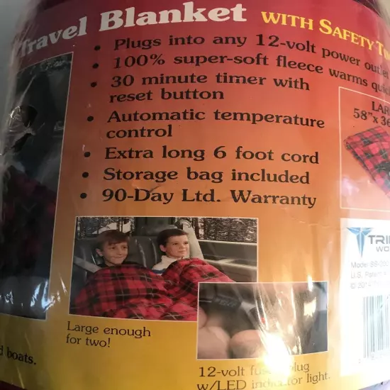 New CAR COZY 3 Heated Car Lap Blanket 12-Volt Large 58"X36" With Safety Timer