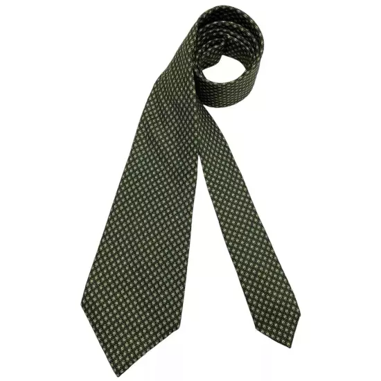 ALAN FLUSSER SEVENFOLD Green Geometric Silk LUXURY Tie ITALY