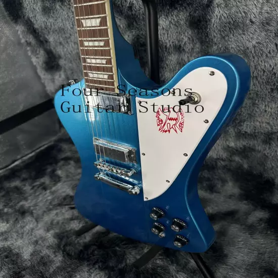 Custom Blue Firebird Solid Electric Guitar Chrome Hardware Rosewood Fretboard