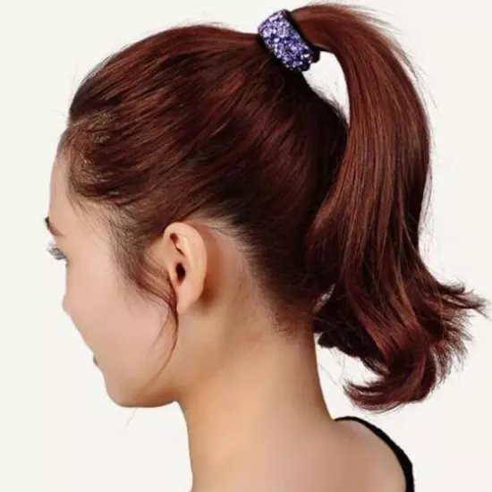 Women Rhinestone Ponytail Tail Hair Bun Holder Claw Clip Shiny Crystal Hairpin