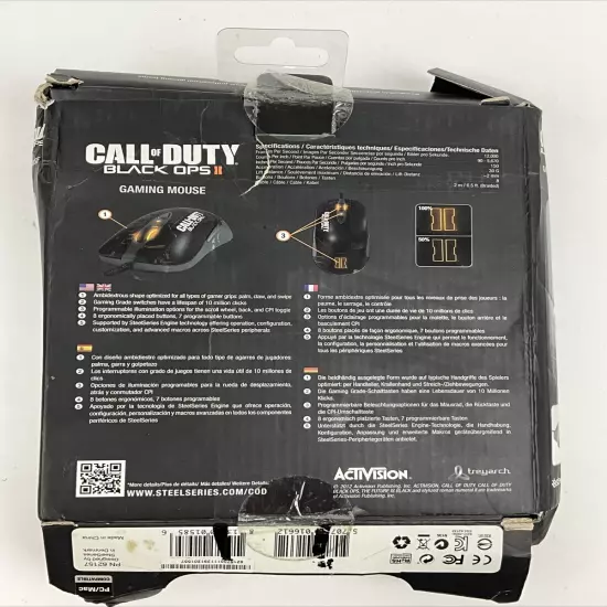 Call Of Duty Black OPS II Steel Series Activision Gaming Mouse New Damaged Box