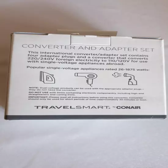 Conair Converter And Worldwide Adapter Set Over 150 Countries Travel Smart Black