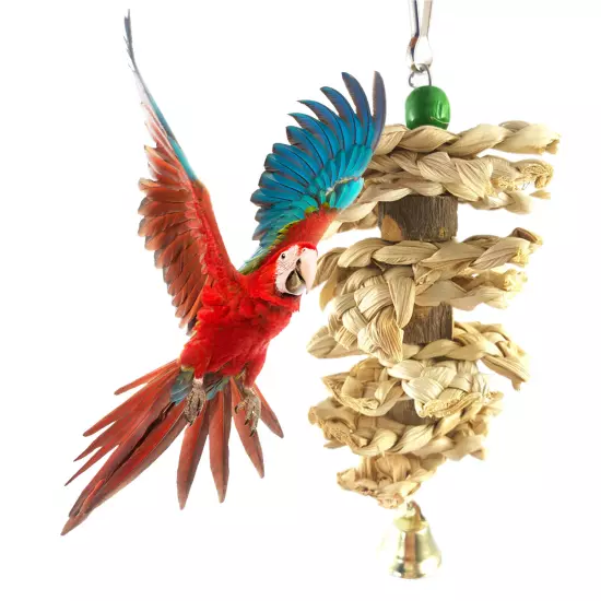 Parakeet Natural Woven Grass Toys Bird Chew Toys Parrot Hanging Cage Toys