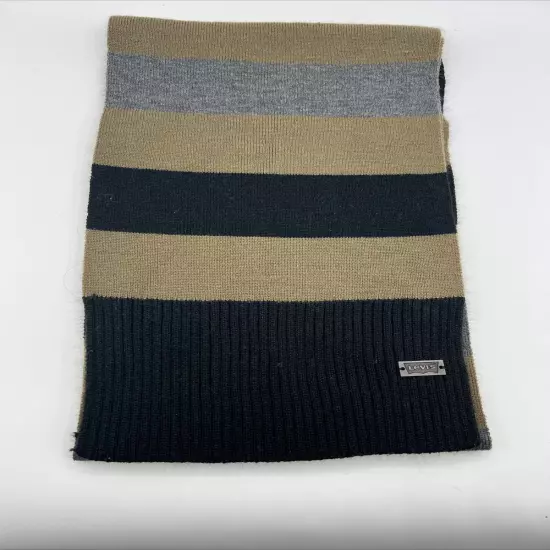 Levi’s Scarf Men's One Size Black Gray & Brown Stripe Breathable