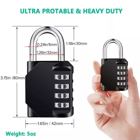 Combo Lock for Lockers 4 Digit Combination Padlock 2 Pack Pad Locks with Code