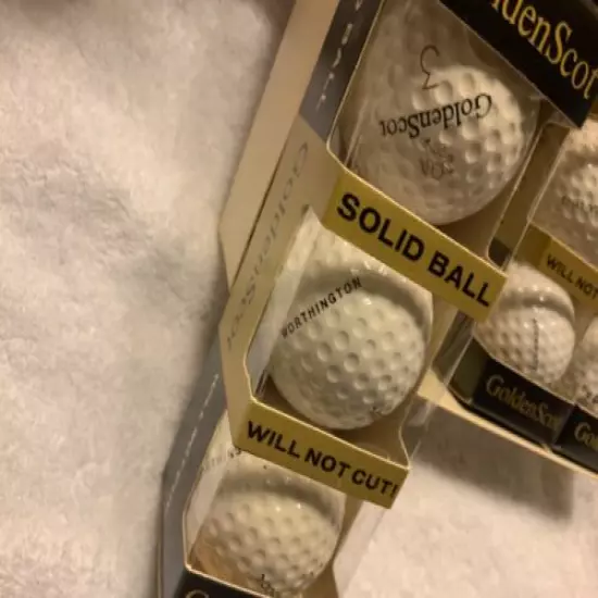 Vintage GoldenScot Victor Golf Co. 12 balls in 4 sets of 3 in a case (Logo)