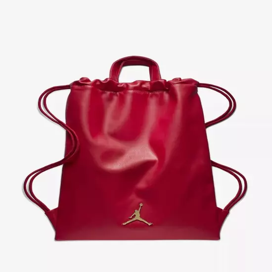 Nike Jordan Jumpman Unisex Faux Red Leather Drawstring Sack Pack 9A0191 R78 NEW