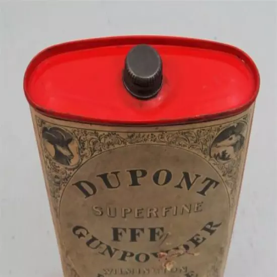 Empty Dupont Oval FFFg Powder Can w/1924 Pat. Date Label