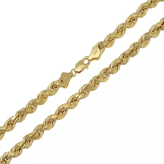 Real 10K Yellow Gold 2mm-7mm D/Cut Rope Chain Pendant Necklace 7"- 30" Hollow