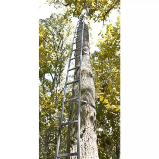 Tree Stand Hunting Ladder 20' Heavy Duty Tube Steel 8" wide Step With Straps