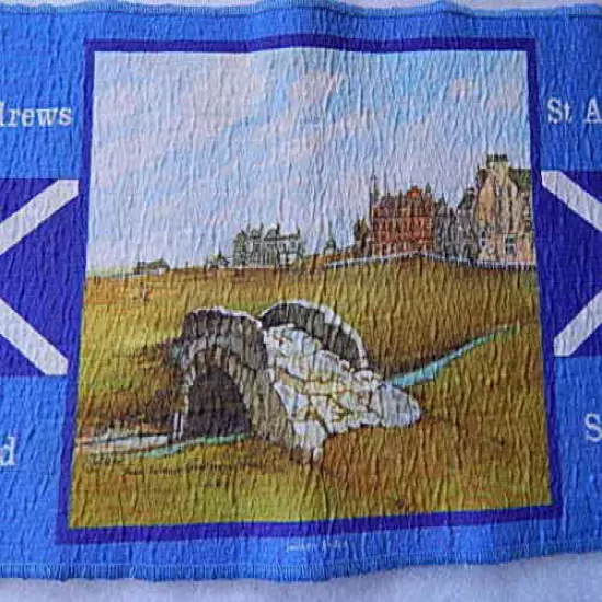 St Andrews Scotland Golf Towel with Swilken Bridge by David Vallance Robertson