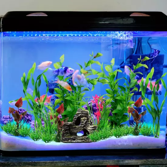 Fish Tank Accessories Aquarium Decorations Rock Plants, 20Pcs Green Fish Tank De