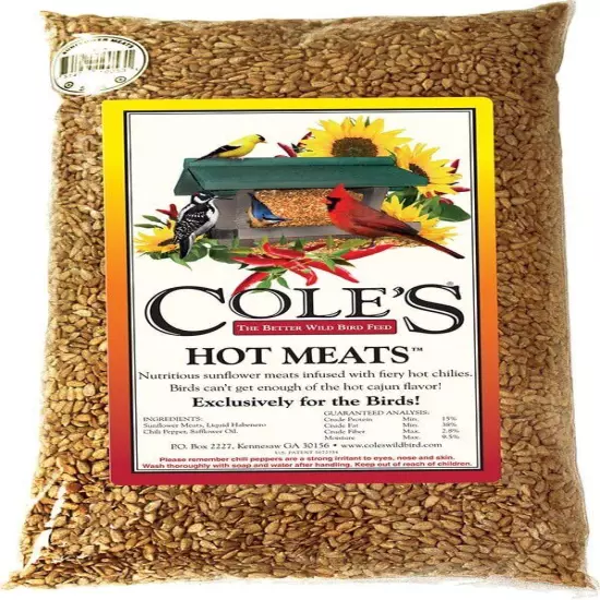 Cole's 10 Lb Hot Meats Bird Food Habanero Chili Sunflower Nutritious Blend