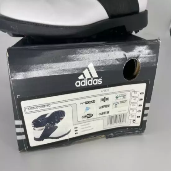 Adidas Saddle Comp Women's White Black Athletic Golf Shoes Cleats Size 8