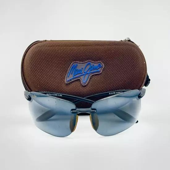 Maui Jim MJ-411-02 Black Polarized Mens Sports Sunglasses with Case