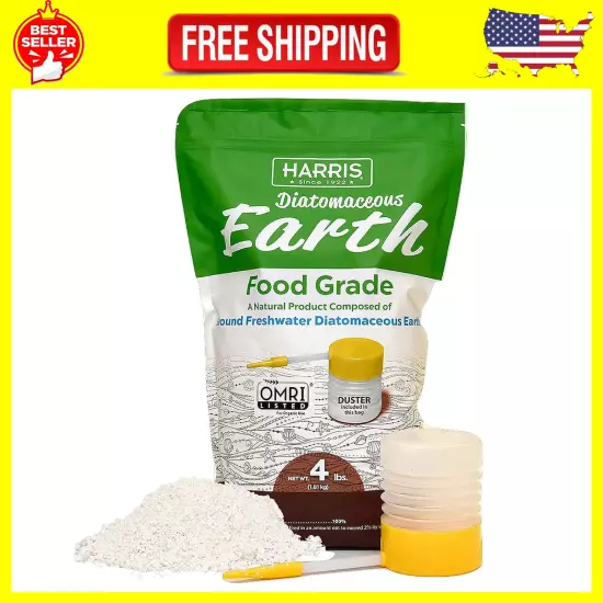 Diatomaceous Earth Food Grade, 4Lb with Powder Duster Included in the Bag