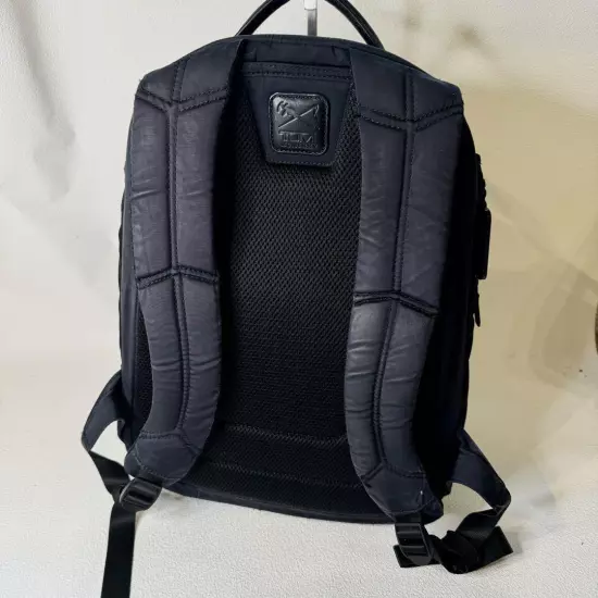 Tumi Backpack Leather Nylon Large Capacity Navy