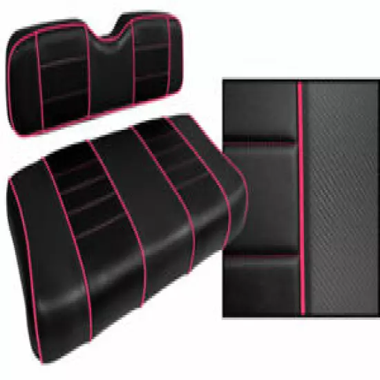 Golf Cart Custom Seat Covers Carbon Fiber Black and Pink EZGO RXV 2016+