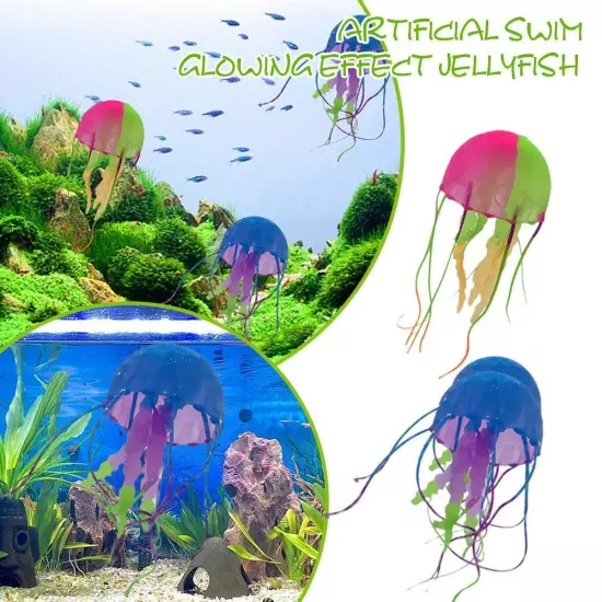 Fluorescent Artificial Jellyfish Aquarium Fish Tank Landscape Decor G