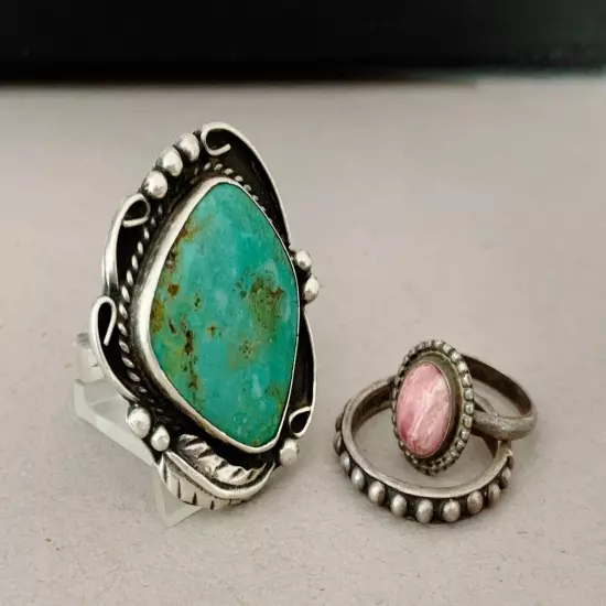 Sterling Silver 925 Turquoise Mexico Southwest Mens Native Style Bold Large Ring