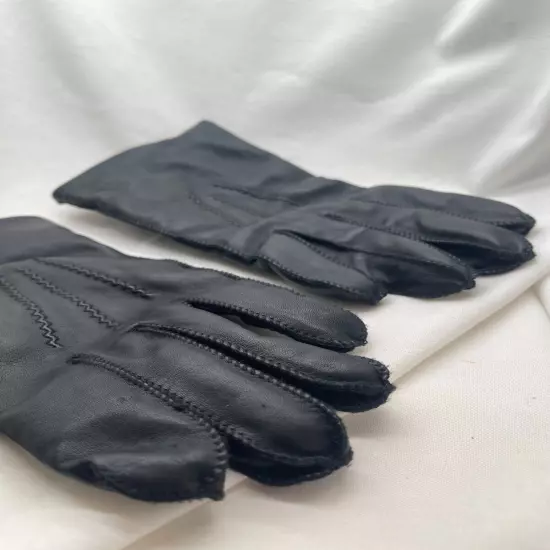 Fownes Brothers Men's Gloves Soft Leather Black Size Large Cashmere Lining VTG