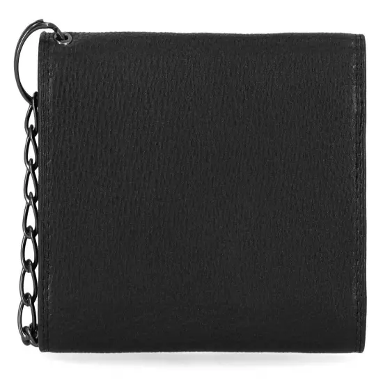 Harley-Davidson Men's Embossed Eagle Tri-Fold Trucker Chain RFID Wallet, Black