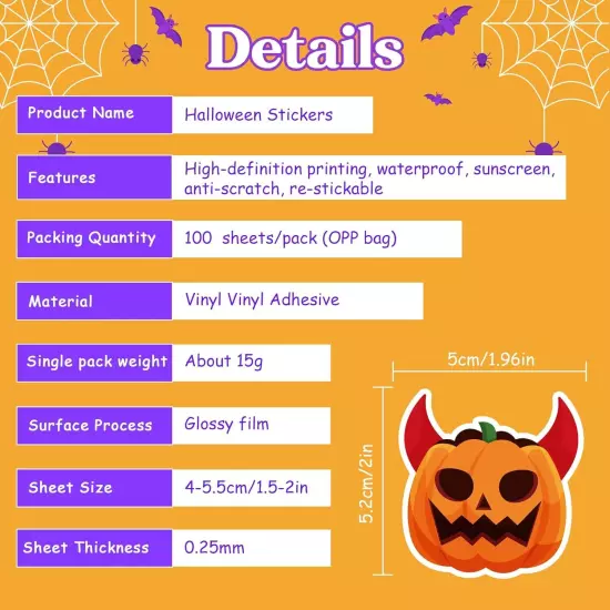 OHOME Halloween Stickers | 100 PCS Party Favors - 