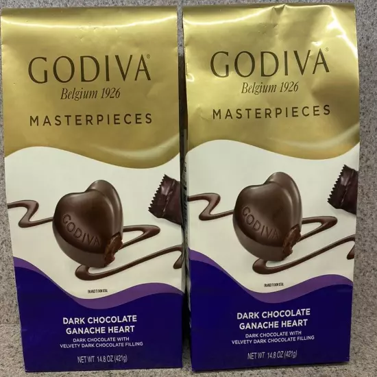 Godiva Masterpieces Dark Chocolate Ganache Heart (2 PACKS) 14.8 OZ Each