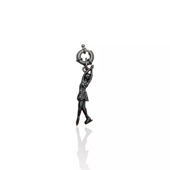 Silver Figure Skating Zipper Pendant Sports Jewelry Gift.