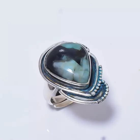 Emerald - Sakota Mines (Simulated) Gemstone 925 Silver Ring Adjustable (57) A358