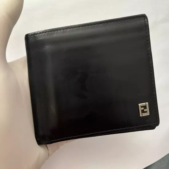 Authentic Fendi Black Leather Bi-Fold Wallet