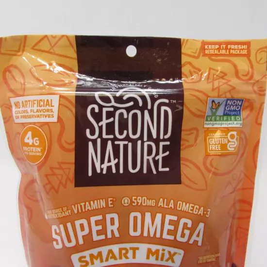 Second Nature Super Omega Smart Snack Mix 10oz Gluten Free 4G Protein Nuts NEW