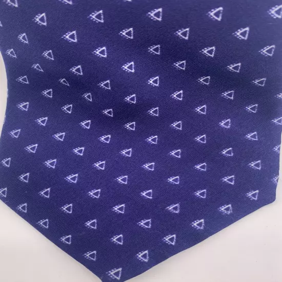 Ralph Lauren Purple Labe Blue Geometric Print Silk Tie