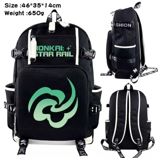 Honkai Star Rail USB Backpack Kids Teens Schoolbag Black Shoulder Outdoor Bags