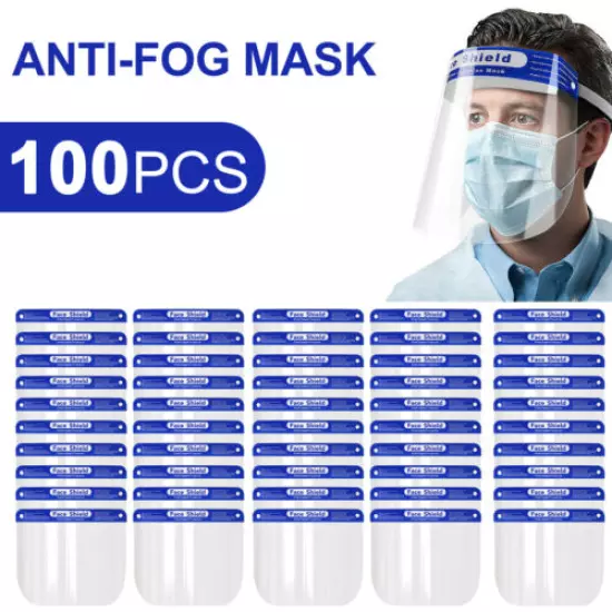 100-Pack Face Shield Reusable Washable Protection Cover Face Mask Anti-Splash US