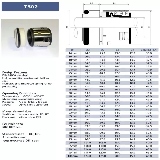 WATERCO Pump Mechanical Seals Pack 10 x seals