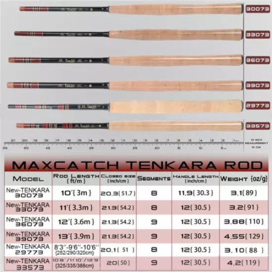 Maxcatch 10/11/12/13ft Tenkara Rod Combo Complete Kit, Tenkara Line, Box, Flies