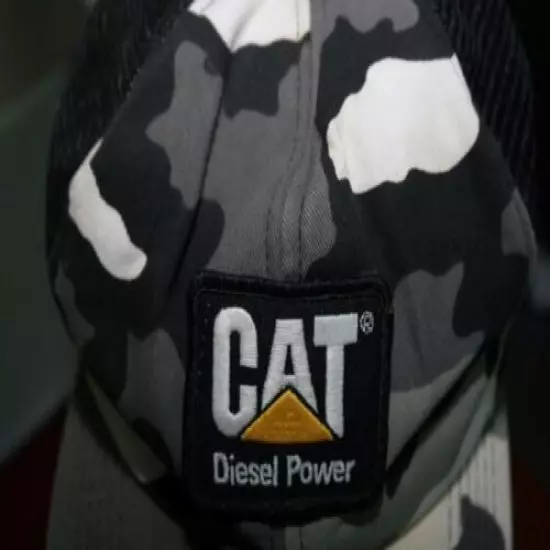 VINTAGE CATERPILLAR CAT DIESEL POWER TRUCKER HAT SNOW CAMO SNAPBACK TONKIN RARE