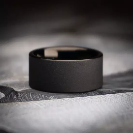 8mm Black Tungsten Ring, matte Sandblasted Finish, unique mens wedding band