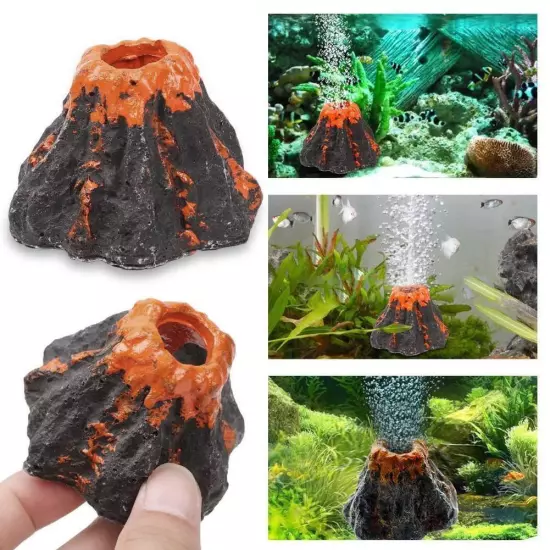 Fish Tank Oxygen Mini Artificial Resin Simulated Volcano Landscape Or D1P2 F4X0