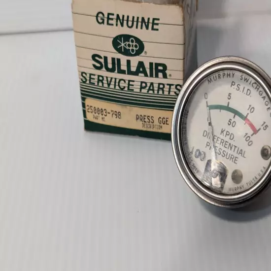 Sullair 250003-798 differential pressure gauge, new old stock - Free Shipping