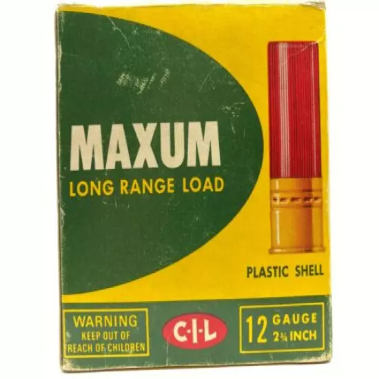 1960's CIL Maxum Long Range 12 Ga EMPTY Ammo Box 5514-M