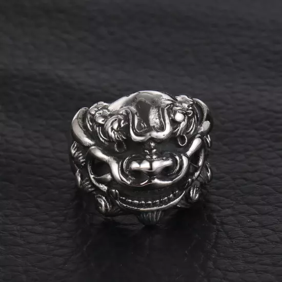 Gothic Men's Tribal Lion Totem Mask Rings Stainless Steel Master Ring Biker Punk