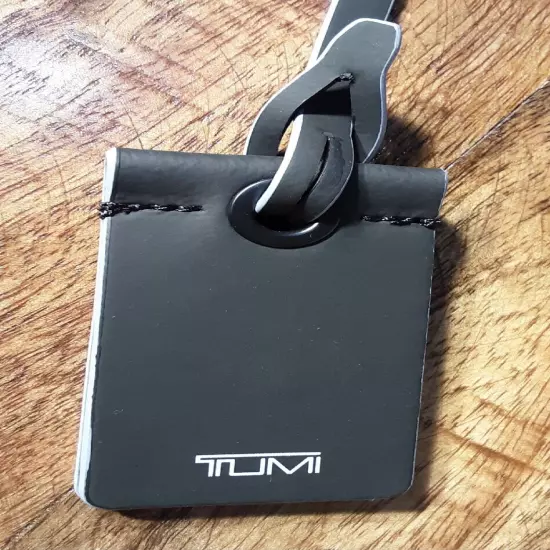 New Tumi Luggage Tag With Additional Monogram Patch In Dark Gray/White Leather 